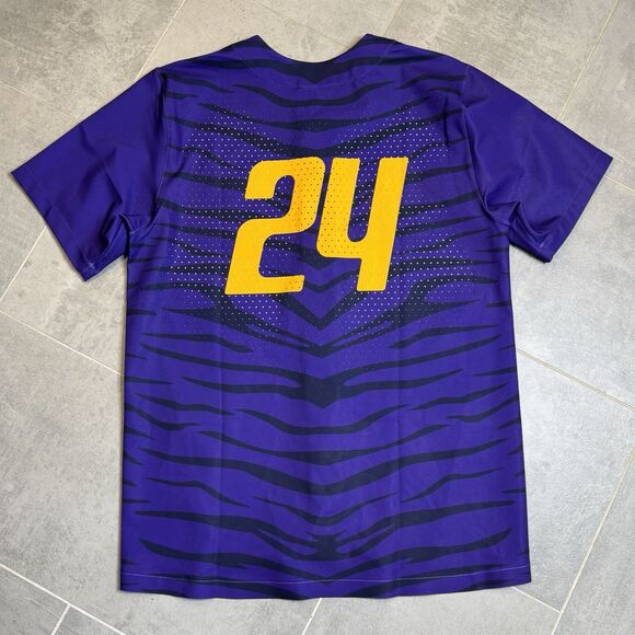 LSU Tigers Baseball Jersey Nike Dri-Fit Men’s Large Purple Yellow SEC NCAA - Picture 5 of 8